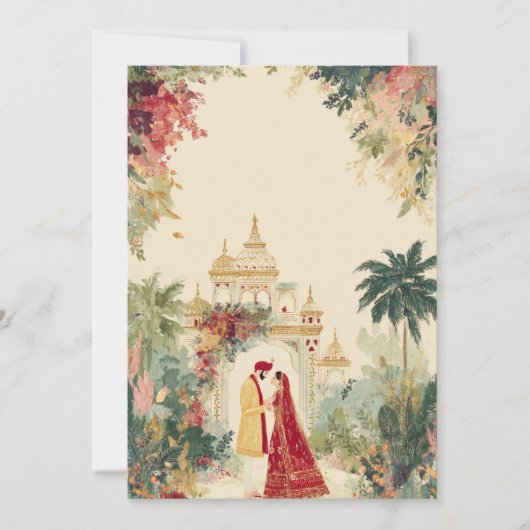 Faire-part de mariage indien aquarelle (Devant)