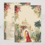 Faire-part de mariage indien aquarelle (Devant / Derrière)