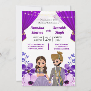 Faire-part de mariage Indien Avec Une Mignonne Car