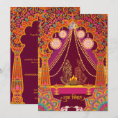 Faire-part de mariage indien coloré (Devant / Derrière)