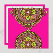 Faire-part de mariage indien de disques roses (Devant / Derrière)