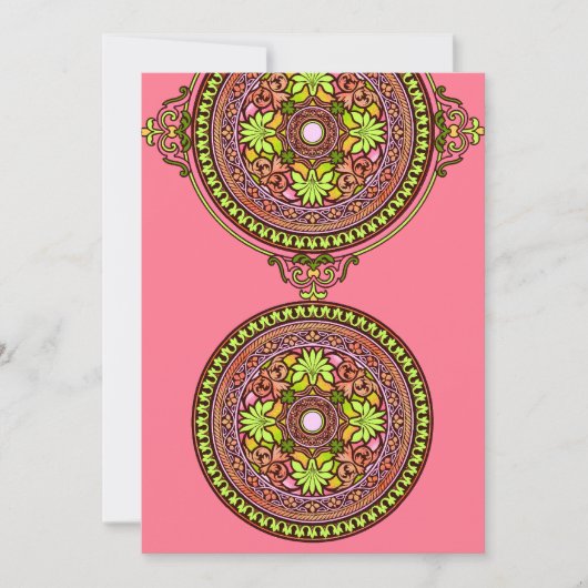 Faire-part de mariage indien de disques roses (Devant)