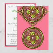 Faire-part de mariage indien de disques roses (Devant / Derrière)