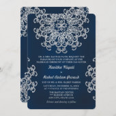 Faire-part de mariage indien de style argent et ma (Devant / Derrière)