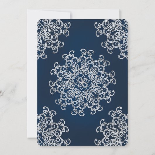 Faire-part de mariage indien de style argent et ma (Dos)