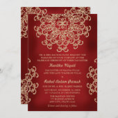 Faire-part de mariage indien de style rouge et or (Devant / Derrière)
