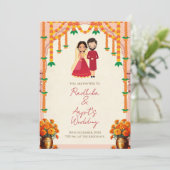 Faire-part de mariage indien et invitation de mari (Debout devant)