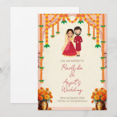 Faire-part de mariage indien et invitation de mari (Devant / Derrière)