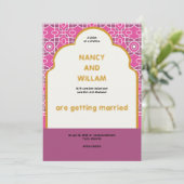 Faire-part de mariage indien générique en rose fon (Debout devant)