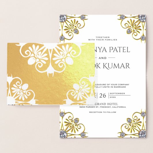 Faire-part de mariage indien Mandala blanc et or (Affichage)