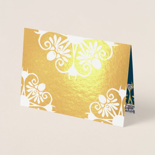 Faire-part de mariage indien Mandala bleu et or (Devant)