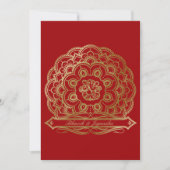 Faire-part de mariage indien Mandala rouge et or (Devant)