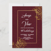 Faire-part de mariage indien Peacock Brown et Gold (Devant)