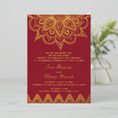 Faire-part de mariage indien Red and Real Gold Foi (Debout devant)
