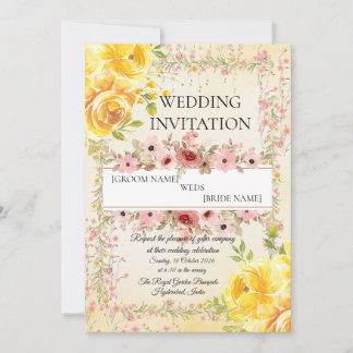 Faire-part de mariage indien romantique pastel