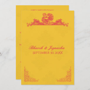 Faire-part de mariage indien Saffron et Pink Peaco