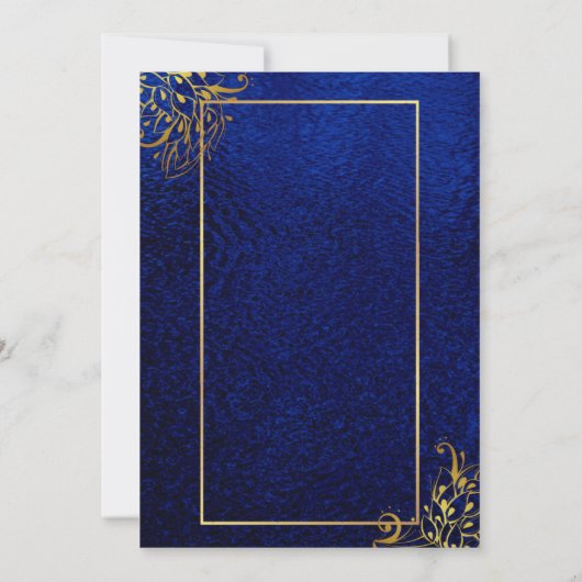 FAIRE-PART DE MARIAGE indienne BLUE et Gold Peacoc (Dos)