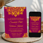 Faire-part de mariage indienne de Mandala d'or ros