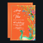 faire-part de mariage indienne de Peacock orange e<br><div class="desc">Faire-part de mariage hindou de paon indien</div>