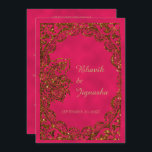 Faire-part de mariage indienne de Peacock rose et<br><div class="desc">Ce design élégant, appelé Pink and Gold Peacock Mariage indien, a un joli arrière - plan rose. Sur le devant de l'invitation il y a un design de bordure de style parties scintillant dorée avec un beau paon sur la droite. Vers le bas est le nom du couple en or....</div>