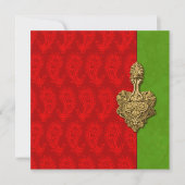 Faire-part de mariage indienne de Red Paisley Peac (Devant)