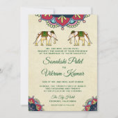 Faire-part de mariage indienne des éléphants tradi (Devant)