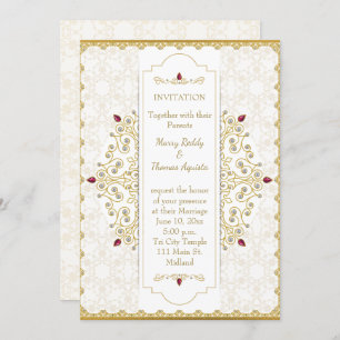 Faire-part de mariage indienne d'or hindou