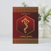 Faire-part de mariage indienne hindoue de ganesha (Debout devant)