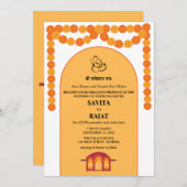 Faire-part de mariage indienne moderne (Devant / Derrière)