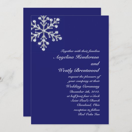 Faire-part de mariage indigo (Devant / Derrière)