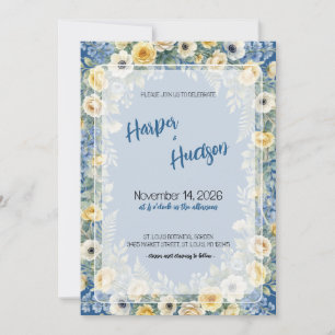 Faire-part de mariage Indigo & Yellow Bloom