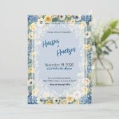 Faire-part de mariage Indigo & Yellow Bloom (Debout devant)