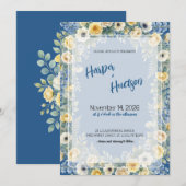 Faire-part de mariage Indigo & Yellow Bloom (Devant / Derrière)