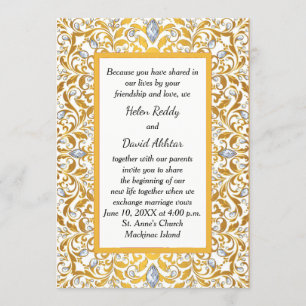Faire-part de mariage indou indien d'or