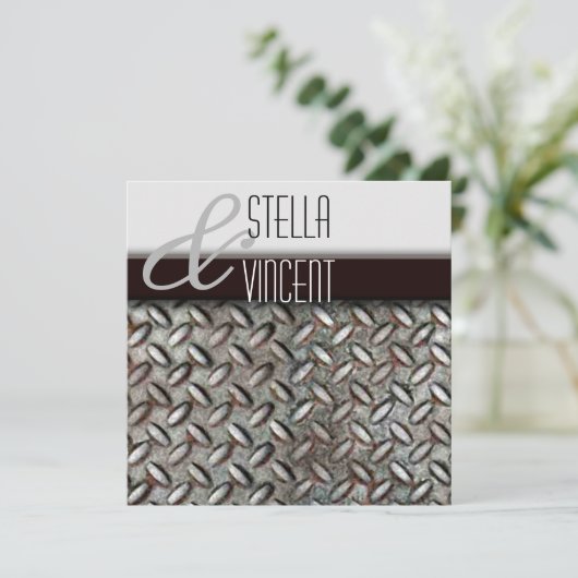 Faire-part de mariage industriel diamant (Debout devant)