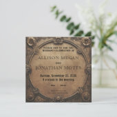 Faire-part de mariage industriel rustique Steampun (Debout devant)