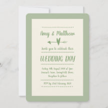 Faire-part de mariage informel Sage vert et crème