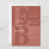 Faire-part de mariage initial grand moderne en ter (Devant)