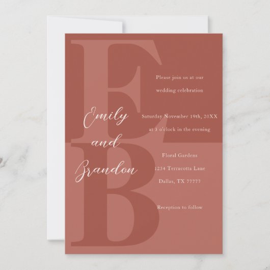 Faire-part de mariage initial grand moderne en ter (Devant)