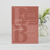 Faire-part de mariage initial grand moderne en ter (Debout devant)