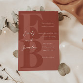 Faire-part de mariage initial grand moderne en ter