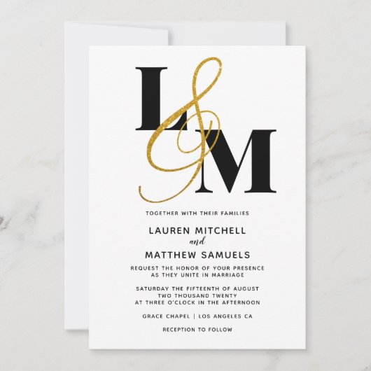 Faire-part de mariage initial minimal (Devant)