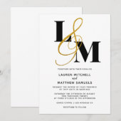 Faire-part de mariage initial minimal (Devant / Derrière)