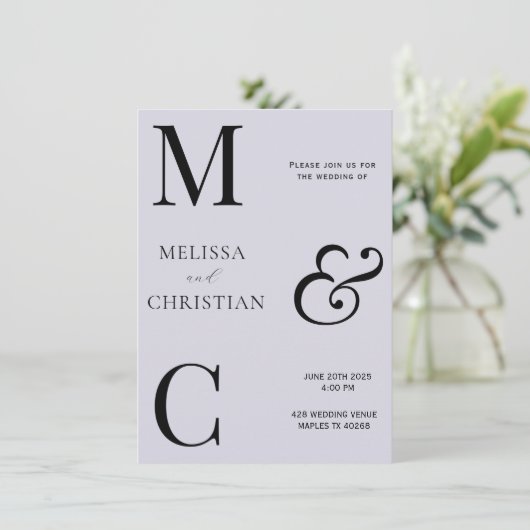 Faire-part de mariage initial moderne (Debout devant)