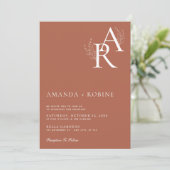 Faire-part de mariage Initiales en terre cuite (Debout devant)