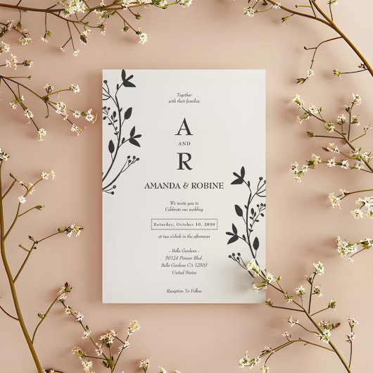 Faire-part de mariage Initiales minimalistes