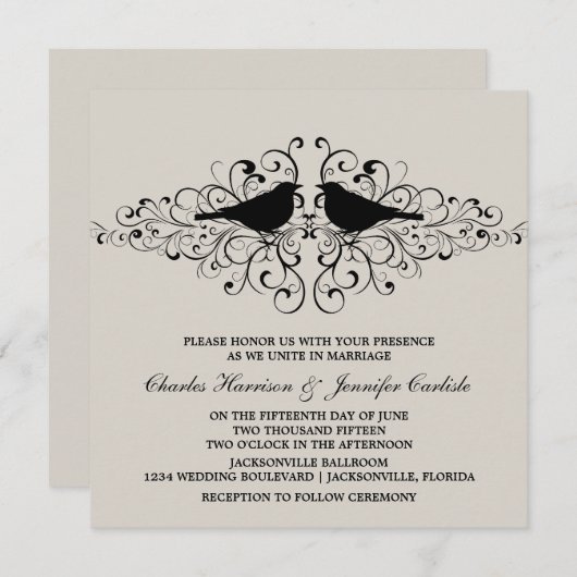 Faire-part de mariage Inséparable beige (Devant / Derrière)