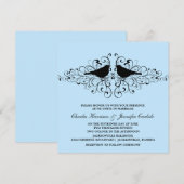 Faire-part de mariage Inséparable bleu (Devant / Derrière)