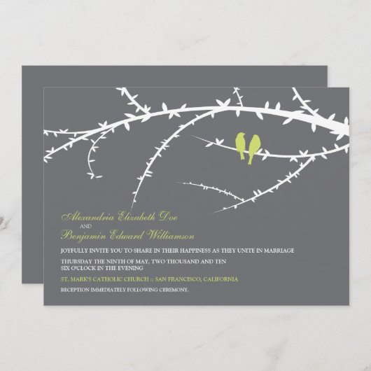 Faire-part de mariage Inséparable (chaux) (Devant / Derrière)