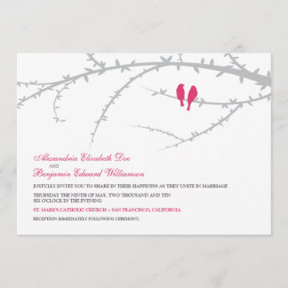 Faire-part de mariage Inséparable (fuchsia)
